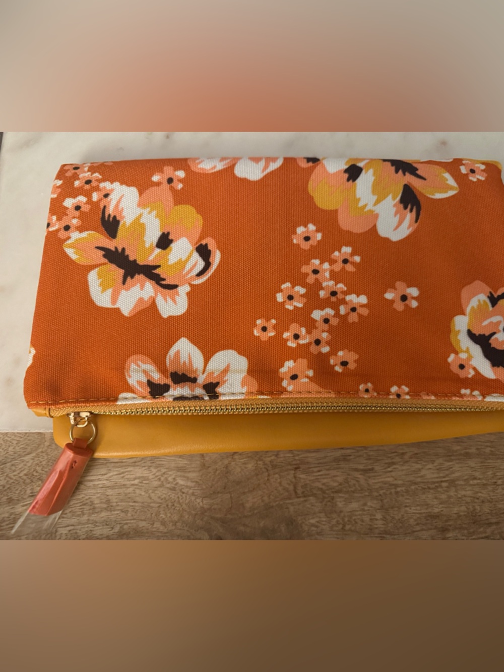 Rachel Pally Orange Floral Zip Pouch
